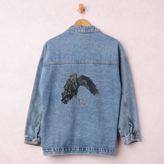 Black Crow Master of Time Illustratie Zwart Denim Jacket (Hangar)