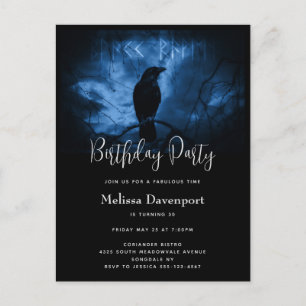 Black Crow met Runes Gothic Birthday Invitation Briefkaart