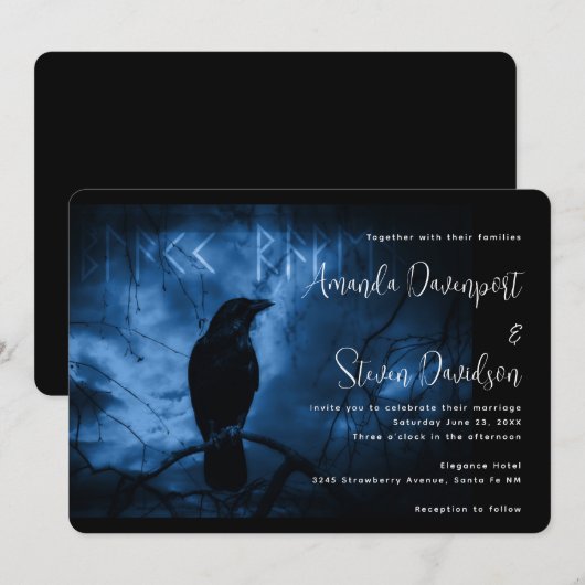 Black Crow met zwarte Gothic tegen donkere tinten Kaart (Voorkant / Achterkant)