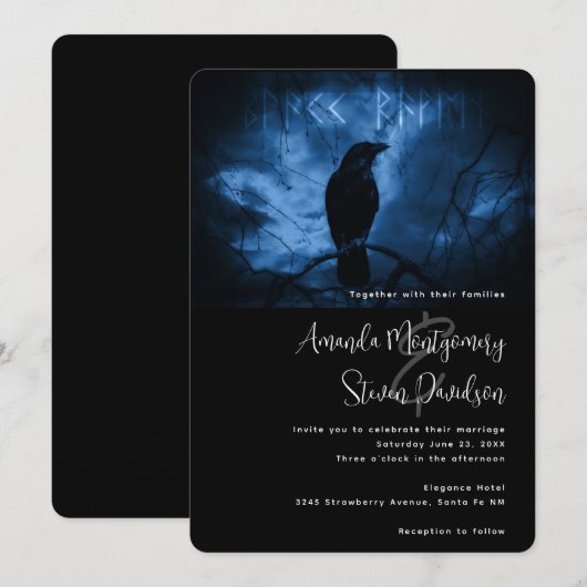 Black Crow met zwarte Gothic tegen donkere tinten Kaart (Voorkant / Achterkant)