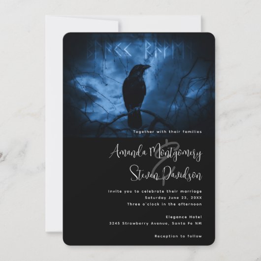 Black Crow met zwarte Gothic tegen donkere tinten Kaart (Voorkant)