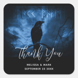 Black Crow met zwarte Gothic tegen donkere tinten Vierkante Sticker