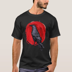 Black Crow occult Japan Gothic Raven Bird Moon T-shirt