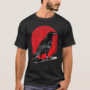 Black Crow occult Japan Gothic Raven Bird Moon T-shirt