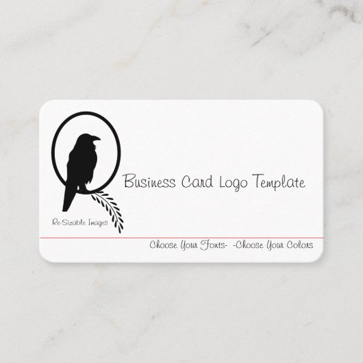 Black Crow of Raven Logo Visitekaartje (Voorkant)