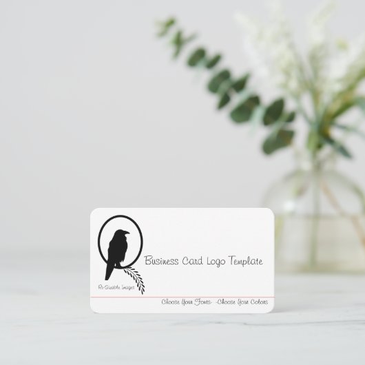 Black Crow of Raven Logo Visitekaartje (Staand voorkant)