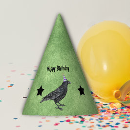 Black Crow Paarse verjaardagsfeest Pet Stars Groen Feesthoedjes