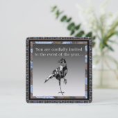 Black Crow Party Metalic Uitnodiging (Staand voorkant)