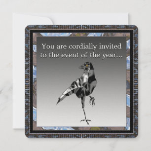 Black Crow Party Metalic Uitnodiging