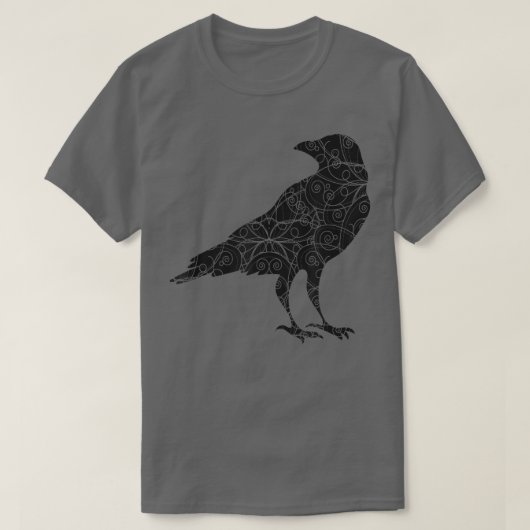 Black Crow Raven Bird Silhouette T-shirt (Design voorkant)