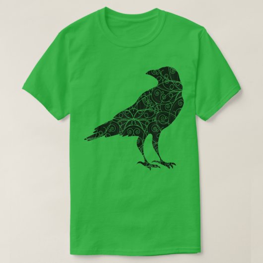 Black Crow Raven Bird Silhouette T-shirt (Design voorkant)