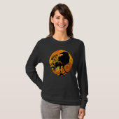 Black Crow Raven Bird & Specter Against Orange Ful T-shirt (Voorkant volledig)