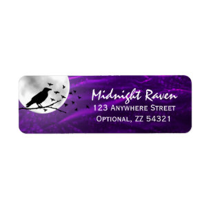 Black Crow Raven Silhouette op Moon Edgy Gothic Etiket