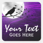 Black Crow Raven Silhouette op Moon Edgy Gothic Vierkante Sticker (Voorkant)