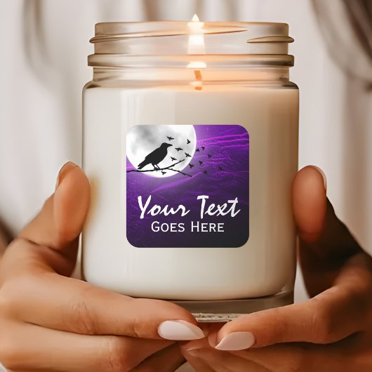 Black Crow Raven Silhouette op Moon Edgy Gothic Vierkante Sticker