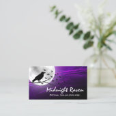 Black Crow Raven Silhouette op Moon Edgy Gothic Visitekaartje (Staand voorkant)