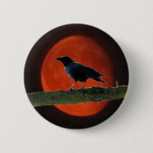 Black Crow Red Moon Ronde Button 5,7 Cm (Voorkant)