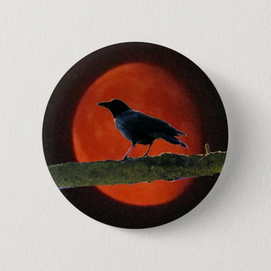 Black Crow Red Moon Ronde Button 5,7 Cm (Voorkant)