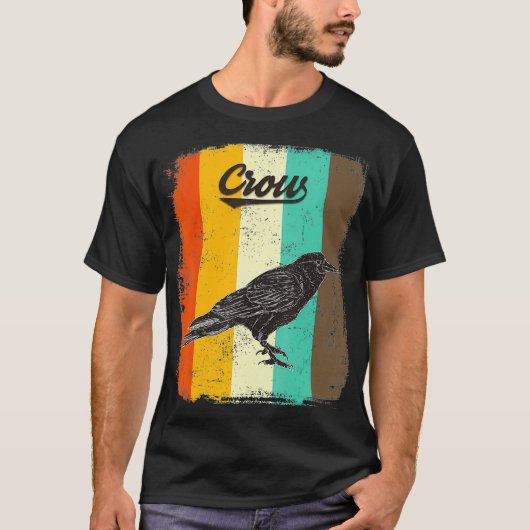 Black Crow Retro 70s  Bird Lover Art T-shirt (Voorkant)