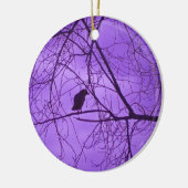 Black Crow Silhouette in Barren Branches Paars Keramisch Ornament (Links)
