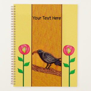 Black Crow Tree Branch  rode bloemen op gedichten Planner