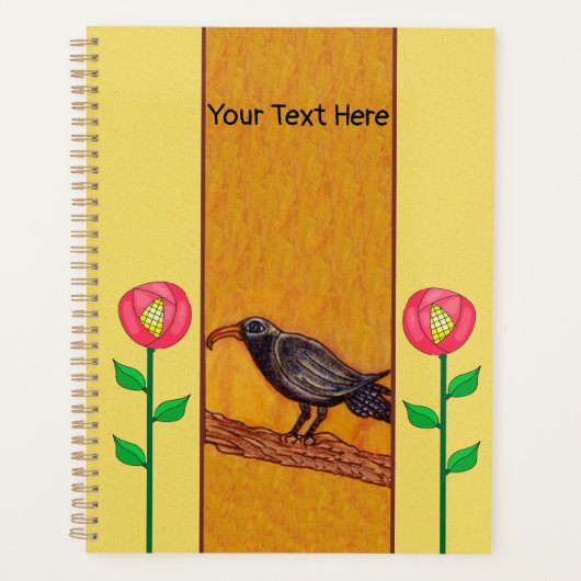 Black Crow Tree Branch  rode bloemen op gedichten Planner (Voorkant)