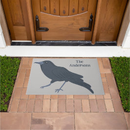 Black Crow Vogel Illustratie Gepersonaliseerd Deurmat