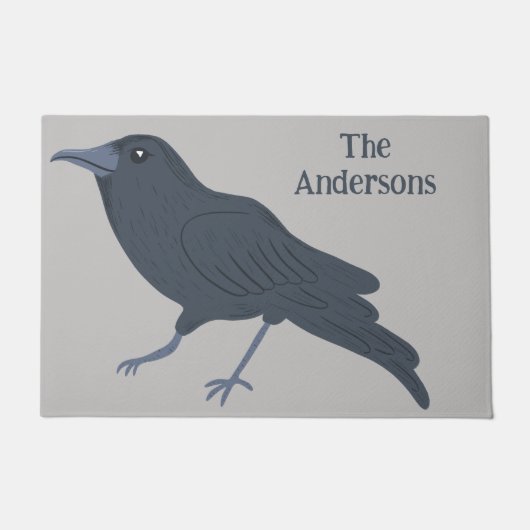 Black Crow Vogel Illustratie Gepersonaliseerd Deurmat (Voorkant)