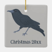 Black Crow Vogel Illustratie Gepersonaliseerd Keramisch Ornament (Achterkant)