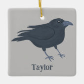 Black Crow Vogel Illustratie Gepersonaliseerd Keramisch Ornament (Voorkant)
