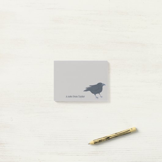Black Crow Vogel Illustratie Gepersonaliseerd Post-it® Notes (Op bureau)