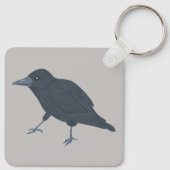 Black Crow Vogel Illustratie Gepersonaliseerd Sleutelhanger (Achterkant)