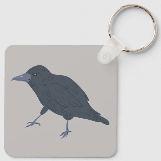 Black Crow Vogel Illustratie Gepersonaliseerd Sleutelhanger (Achterkant)