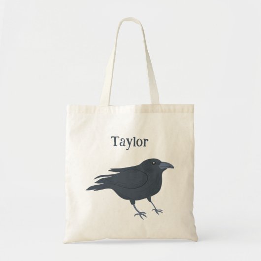 Black Crow Vogel Illustratie Gepersonaliseerd Tote Bag (Voorkant)