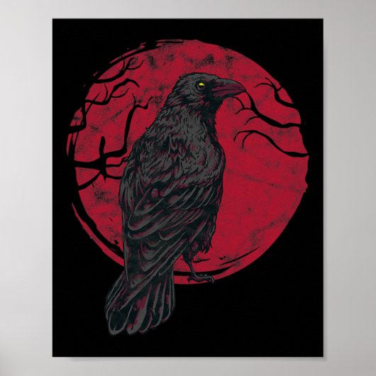 Black Crow Witchcraft Occult Gothic Creepy Hallowe Poster (Voorkant)