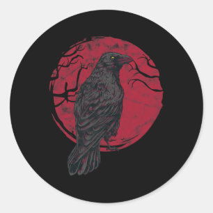 Black Crow Witchcraft Occult Gothic Creepy Hallowe Ronde Sticker