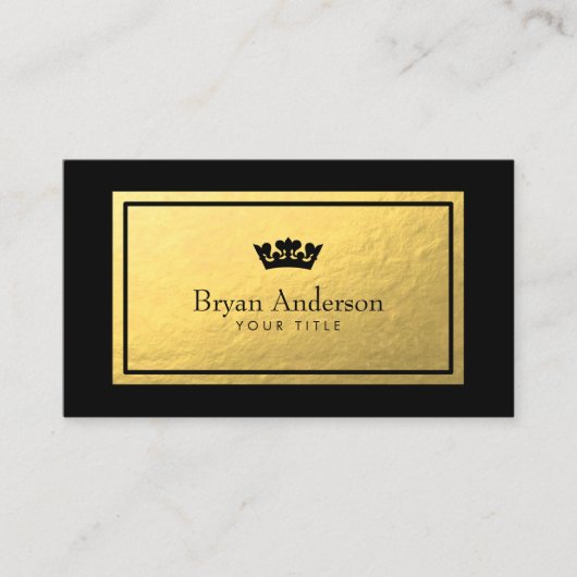 Black Crown Faux Gold Foil Visitekaartje (Voorkant)