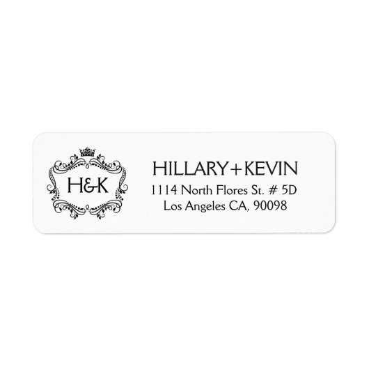 Black Crown & Floral Lijst Etiket (Voorkant)