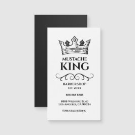Black Crown King Mustache Barbershop Magneet Kaart