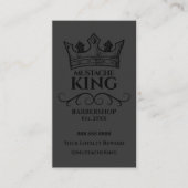 Black Crown King Mustache Barbershop Reward Klantenkaartje (Voorkant)