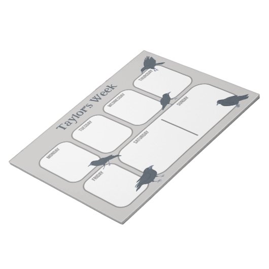 Black Crows Gepersonaliseerde Weekplanner Notitieblok (Schuin)