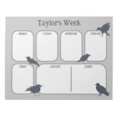 Black Crows Gepersonaliseerde Weekplanner Notitieblok (Voorkant)