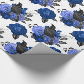 BLACK CROWS ROYAL BLUE ROZEN FLOWERS GOTHIC CADEAUPAPIER (Hoek)