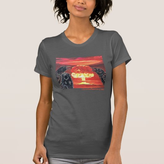 Black Crows Yelling in Nuclear Mushroom Cloud T-shirt (Voorkant)