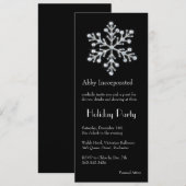 Black Crystal Snowflake Holiday Invitation (corp) Kaart (Voorkant / Achterkant)
