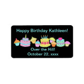 Black Cupcakes/Cake Over the Hill Birthday Etiket (Voorkant)