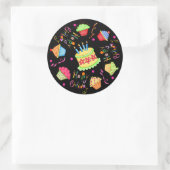 Black Cupcakes en Cake Happy Birthday Ronde Sticker (Tas)