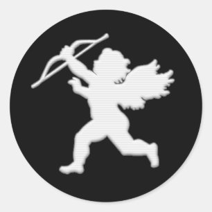 Black Cupid Cameo Ronde Sticker