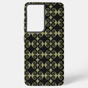 Black Curl Pattern Samsung Galaxy Hoesje