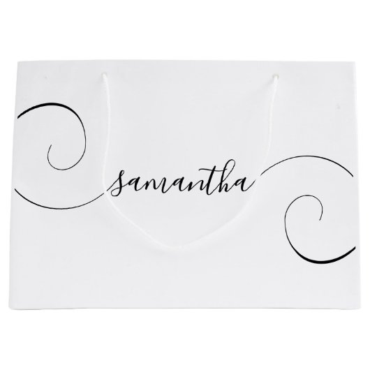 Black Curly Handtekening Naam Groot Cadeauzakje (Voorkant)